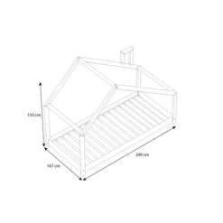 Nature Kid Milo Hausbett Natur Mit Giebeldach Liegefläche 140 X 200 -Roba || Pinolino Verkaufsgeschäft milo bett 140 200 sketch 1