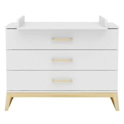 Nature Kid Modena Wickelkommode Weiß Drei Schubladen Inklusive Wickelaufsatz