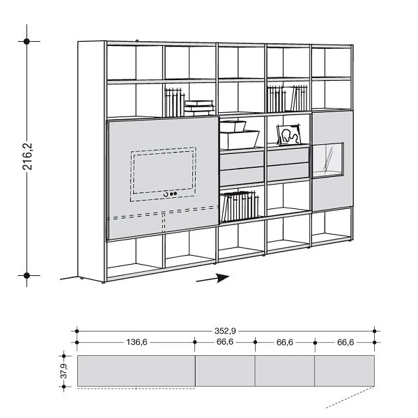 Now Time By Hülsta Kombination 14 216,2x352,9x37,9 Natureiche/Lack-weiß 4 Now Time By Hülsta Kombination 14 216,2x352,9x37,9 Natureiche/Lack-weiß – Bild 2