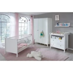 Trendteam Ole Babyzimmer 3-türiger Schrank 4-teilig Weiß