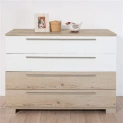 Paidi Carlo Kommode 4 Schubkästen 2x Kreideweiß, 2x Fichte-Nachb.