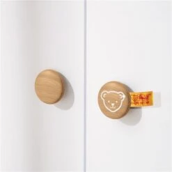 Paidi Lotte & Fynn Kinderzimmer - Steiff By PAIDI Schrank 2T 1S - Kreideweiß/Eiche Massiv -Roba || Pinolino Verkaufsgeschäft paidi lottefynndetailgriffe 2