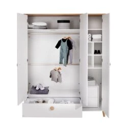 Paidi Lotte & Fynn Kinderzimmer - Steiff By PAIDI Schrank 3T 1S - Kreideweiß/Eiche Massiv -Roba || Pinolino Verkaufsgeschäft paidi lottefynnks3t1soffen 2