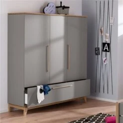 Paidi Sten Jugendzimmer Schiefergrau/Eiche Massiv Mit Schrank 3T 1S - Zum Aktionspreis -Roba || Pinolino Verkaufsgeschäft paidi sten schrank 3t 3