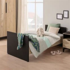 Paidi Tomke Kinderbett Naturschwarz/Eiche-Bordeaux 70x140 Cm -Roba || Pinolino Verkaufsgeschäft paidi tomke juniorbett 0304