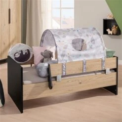 Paidi Tomke Kinderbett Naturschwarz/Eiche-Bordeaux 70x140 Cm -Roba || Pinolino Verkaufsgeschäft paidi tomke juniorstufe 0275 3