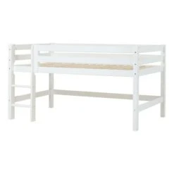 Hoppekids Halbhohes Bett ECO Luxury 120x200 Cm Weiß Mit Gerader Leiter & Absturzsicherung -Roba || Pinolino Verkaufsgeschäft pre a4 12