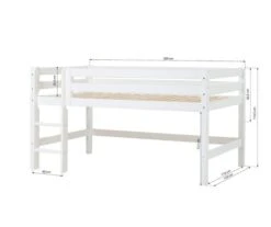 Hoppekids Halbhohes Bett ECO Luxury 120x200 Cm Weiß Mit Gerader Leiter & Absturzsicherung -Roba || Pinolino Verkaufsgeschäft pre a4 12 4 scaled 1