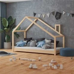 Nature Kid Milo Hausbett Natur Mit Giebeldach Liegefläche 140 X 200