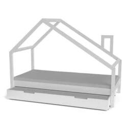 Nature Kid Milo Hausbett Weiß Mit Giebeldach Liegefläche 90 X 200 -Roba || Pinolino Verkaufsgeschäft ravenna wei bettkasten whiteroom 2k