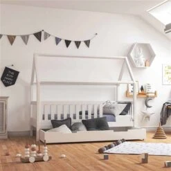 Nature Kid Lilly Hausbett Kiefer Weiß Lackiert Liegefläche 80 X 160 Cm