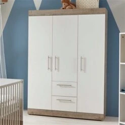 Arthur Berndt Selina Babyzimmer 3-teilig Weiß Mit Platimum Eiche Dekor -Roba || Pinolino Verkaufsgeschäft selina schrank