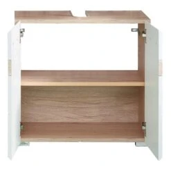 Trendteam Set-One Bad Kombination 4-teilig Weiß / Eiche -Roba || Pinolino Verkaufsgeschäft set one bd 1336 301 96 frontal geoeffnet freisteller