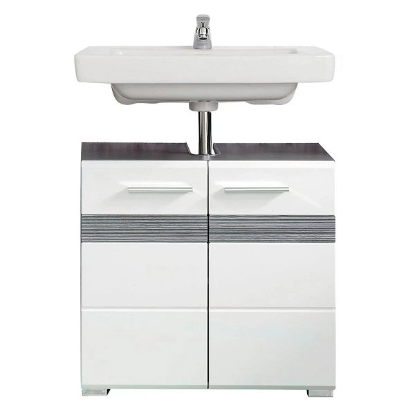 Trendteam Set-One Bad Waschbeckenunterschrank Weiß / Rauchsilber 3 Trendteam Set-One Bad Waschbeckenunterschrank Weiß / Rauchsilber