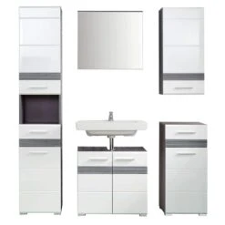 Trendteam Set-One Bad Kombination 1 Weiß / Rauchsilber 5-teilig