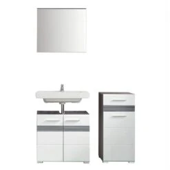 Trendteam Set-One Bad Kombination 3 Weiß / Rauchsilber 3-teilig