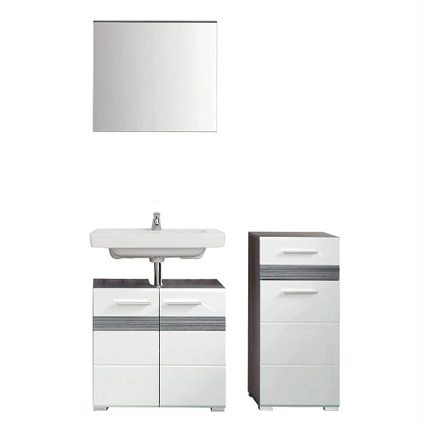 Trendteam Set-One Bad Kombination 3 Weiß / Rauchsilber 3-teilig 3 Trendteam Set-One Bad Kombination 3 Weiß / Rauchsilber 3-teilig