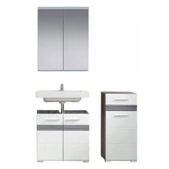 Trendteam Set-One Bad Kombination 7 Weiß / Rauchsilber 3-teilig