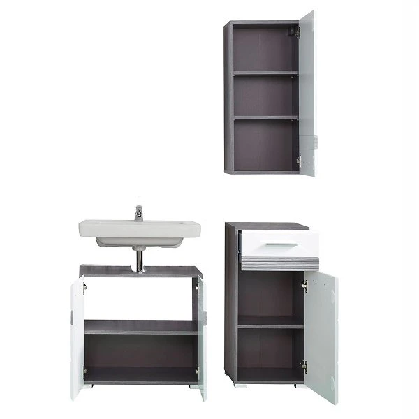 Trendteam Set-One Bad Kombination 8 Weiß / Rauchsilber 3-teilig 4 Trendteam Set-One Bad Kombination 8 Weiß / Rauchsilber 3-teilig – Bild 2