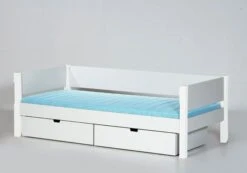 Manis-h Einzelbett SIF 90x200 Cm Einfarbig Incl. Sicherung, Bettkästen & Lattenrost