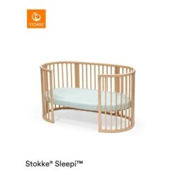 Stokke® Sleepi™ Bett Spannbettlaken V3 Dots Sage -Roba || Pinolino Verkaufsgeschäft sleepi bed natural open ftsh dotssage 5077 rt