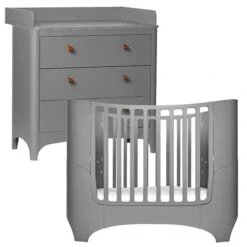 Leander Classic Kinderzimmer Sparset Grau Mit Babybett, Kommode Und Wickelaufsatz