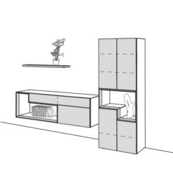 Hülsta Tetrim Wohnwand 1 - Lack-Ausführung Vitrine, Sideboard & Wandbord -Roba || Pinolino Verkaufsgeschäft tetrim 1 strich sp