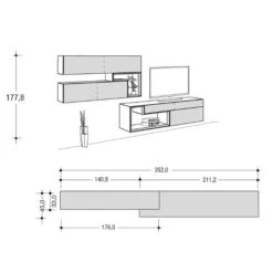 Hülsta Tetrim Wohnwand 2 - Lack-Ausführung Lowboard & Hängeelement -Roba || Pinolino Verkaufsgeschäft tetrim 2 strich