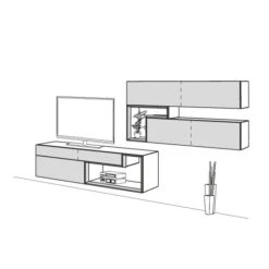 Hülsta Tetrim Wohnwand 2 - Lack-Ausführung Lowboard & Hängeelement -Roba || Pinolino Verkaufsgeschäft tetrim 2 strich sp