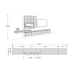 Hülsta Tetrim Wohnwand 4 - Lack-Ausführung Lowboard & Hängeelement -Roba || Pinolino Verkaufsgeschäft tetrim 4 strich