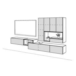 Hülsta Tetrim Wohnwand 5 - Lack-Ausführung Lowboards & Hängeelement -Roba || Pinolino Verkaufsgeschäft tetrim 5 strich sp