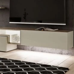 Hülsta Tetrim Wohnwand 1 - Lack-Ausführung Vitrine, Sideboard & Wandbord -Roba || Pinolino Verkaufsgeschäft tetrim beleuchtung