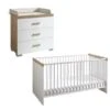 Transland Hilja Sparset Eiche-Bordeaux/kreideweiß Babybett 70x140 Cm & Wickelkommode