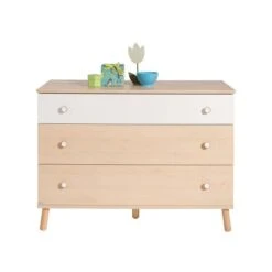 Paidi Ylvie Wickelkommode 3 Schubkästen Breit 1x Schubkasten Kreideweiß, 2x Schubkasten Birke